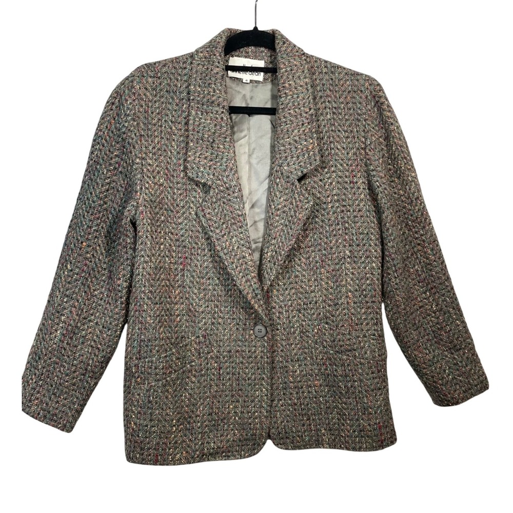 Annette Dean Womens Size 4 Brown Multi Tweed Mohair Blend‎ Blazer Jacket